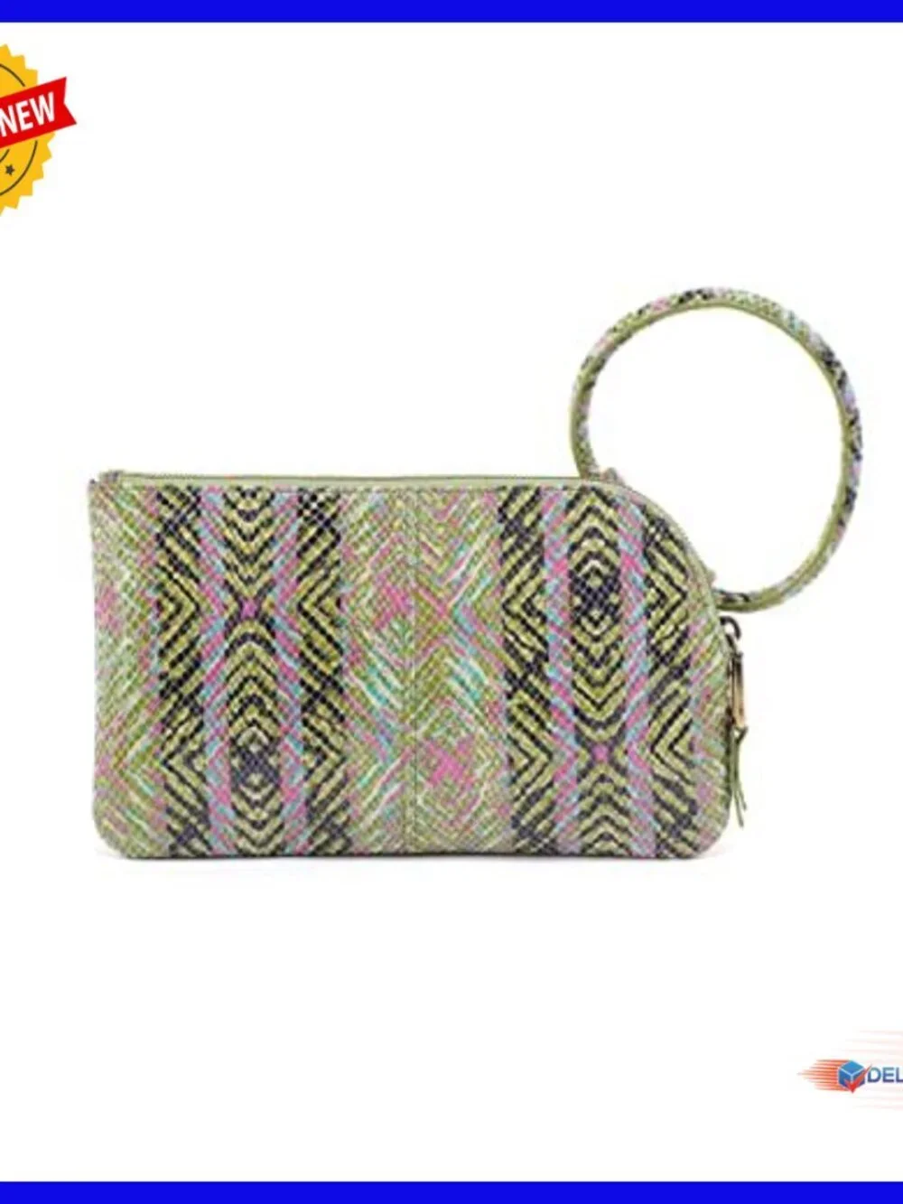 Leather Wristlet Clutch with Card Slots and Zippered Pocket